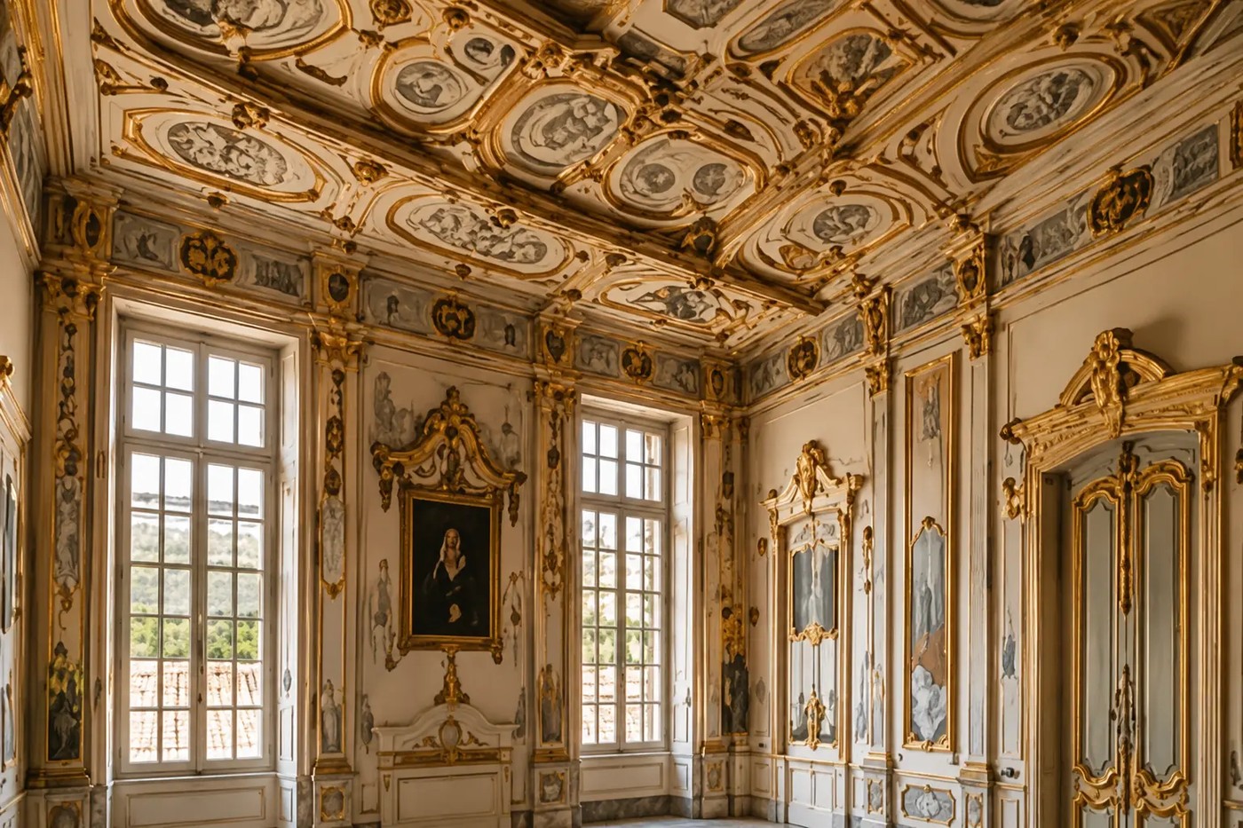 A restored apartment interior in Lucca.